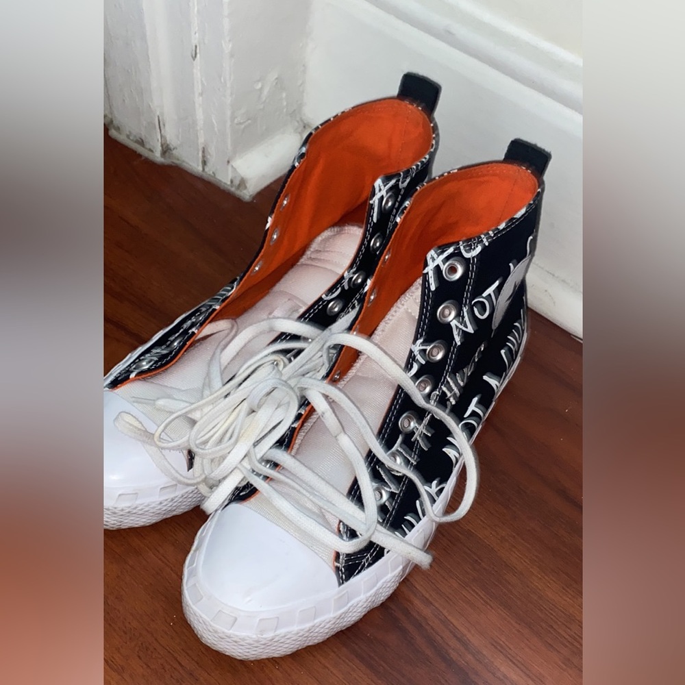 Not a chuck converse, black white and orange, size 10
